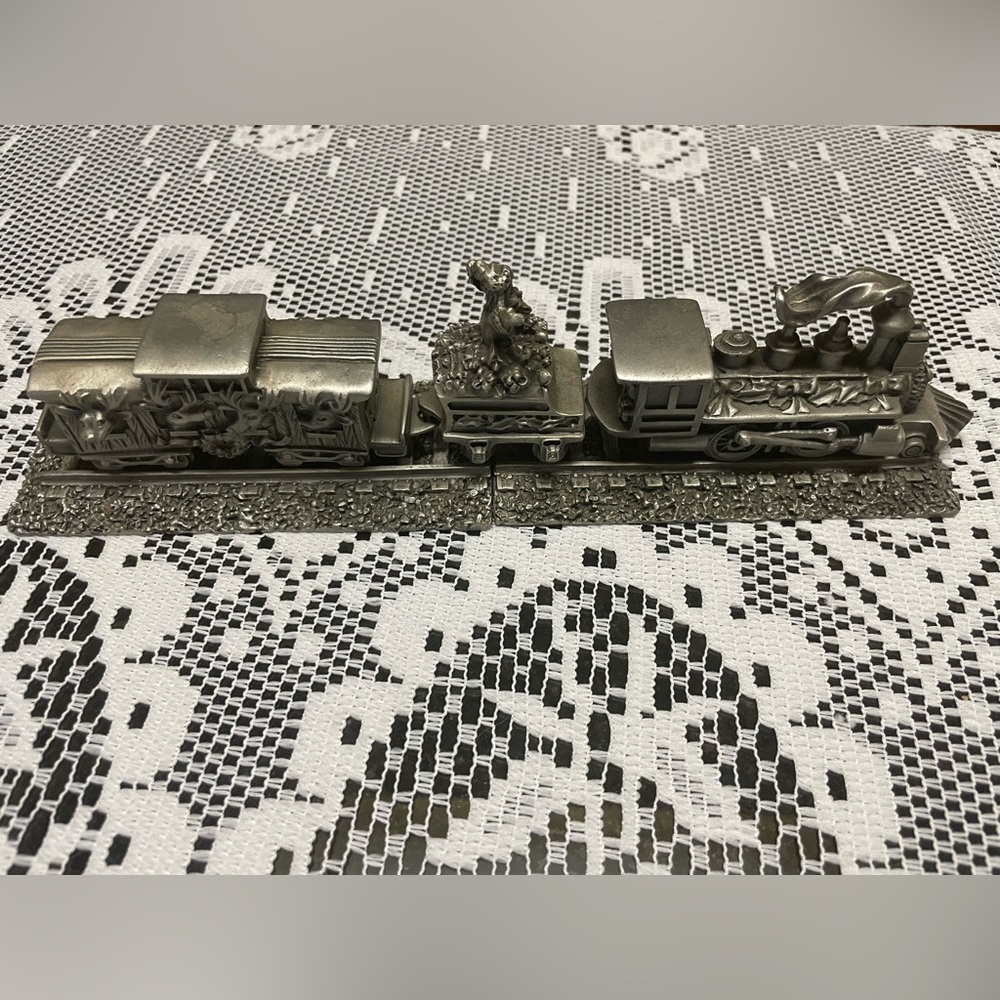 Vintage Lenox Stieff Pewter Holiday Christmas Express Train with Santa